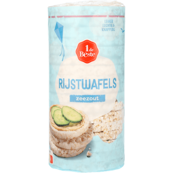 Foto van 1 de Beste Rijstwafels dun met zeezout op witte achtergrond