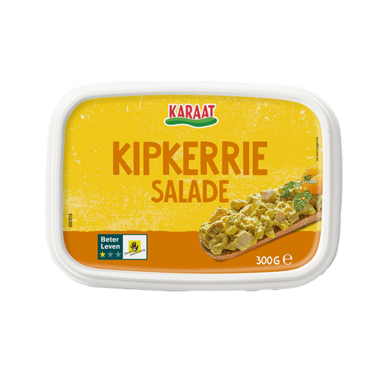 Foto van Karaat Kip-kerrie salade op witte achtergrond