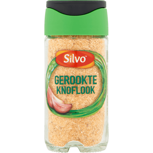 Foto van Silvo Knoflook met rooksmaak op witte achtergrond