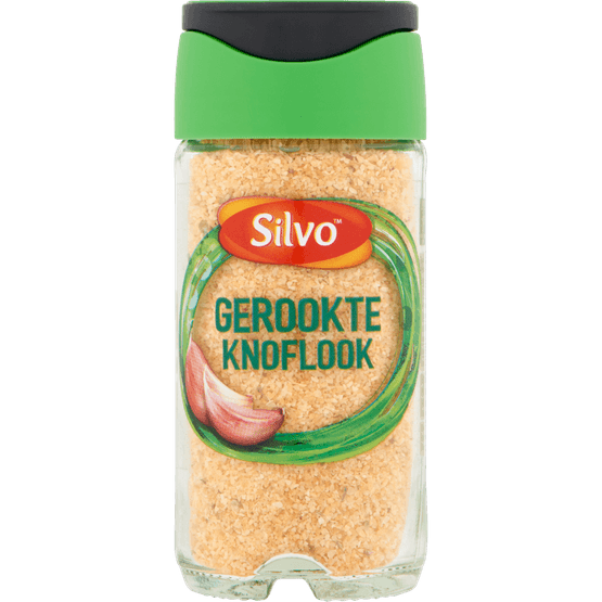 Foto van Silvo Knoflook met rooksmaak op witte achtergrond