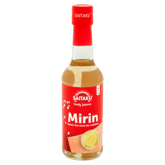 Foto van Saitaku Mirin rijstwijn op witte achtergrond