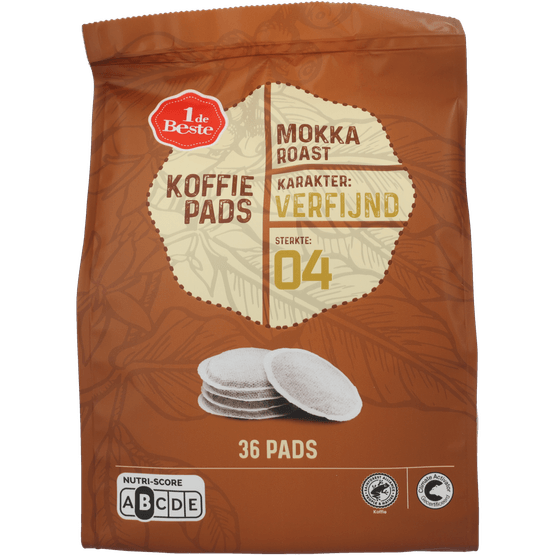 Foto van 1 de Beste Koffiepads mokka op witte achtergrond