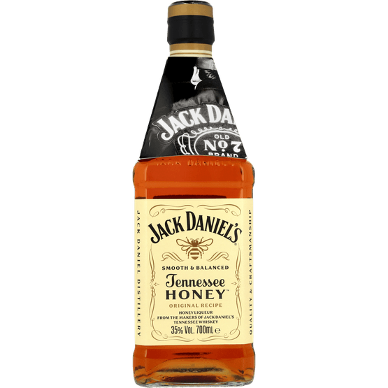 Foto van Jack Daniel's Tennesse Honey op witte achtergrond