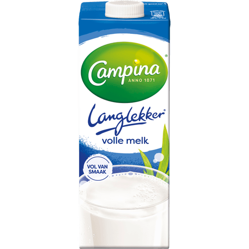 Foto van Campina Houdbare volle melk langlekker op witte achtergrond