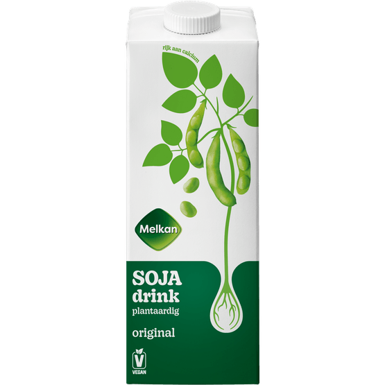 Foto van Melkan Sojadrink naturel gezoet op witte achtergrond