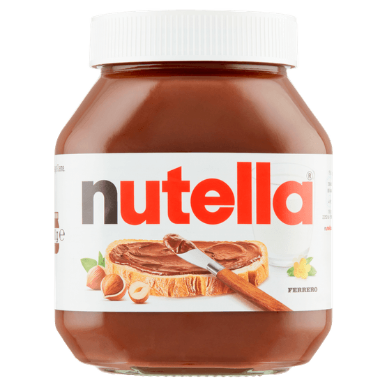 Foto van Nutella Hazelnootpasta op witte achtergrond