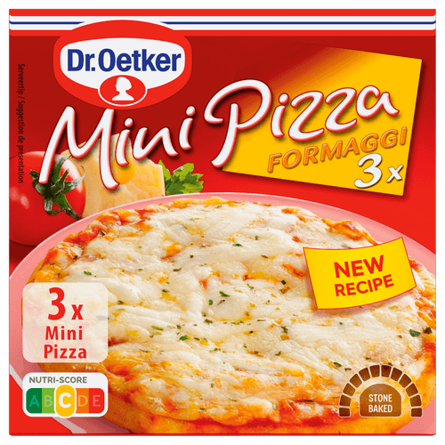 Foto van Dr. Oetker Mini pizza formaggi 3 st. op witte achtergrond