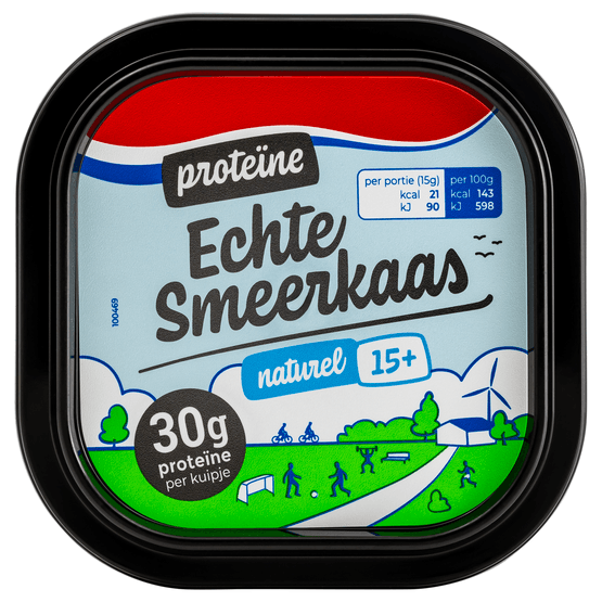 Foto van Echte Smeerkaas proteine naturel 15+ op witte achtergrond