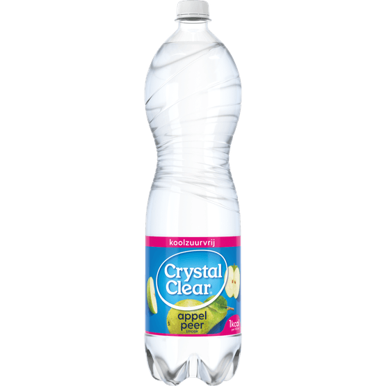 Foto van Crystal Clear Appel-peer koolzuurvrij op witte achtergrond