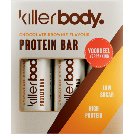 Foto van Killerbody Snack chocolate brownie op witte achtergrond