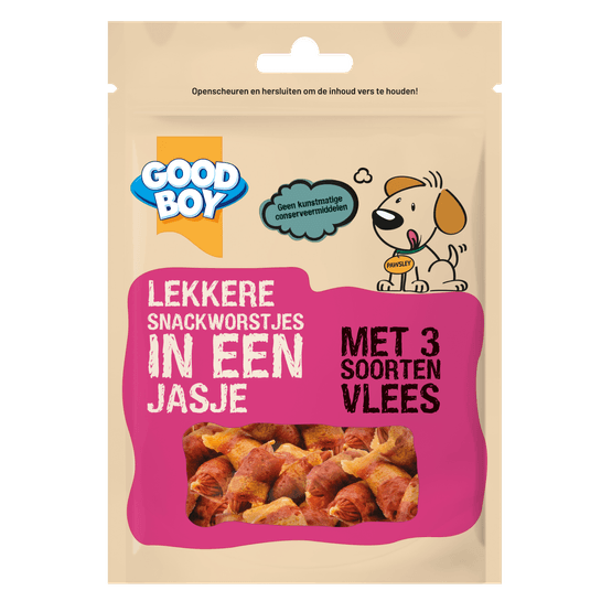 Foto van Good Boy Hondensnacks pigs in blankets op witte achtergrond