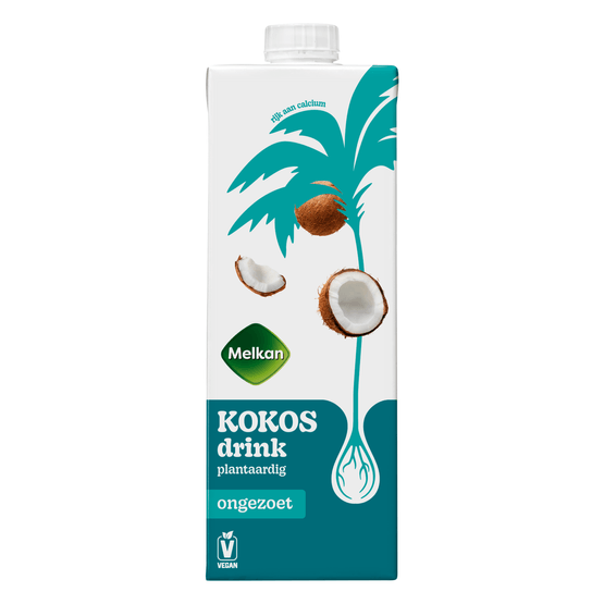 Foto van Melkan Kokos drink ongezoet op witte achtergrond
