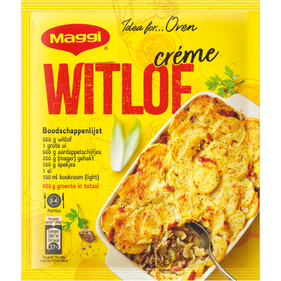 Foto van Maggi Ovenschotel witlof cremesaus op witte achtergrond