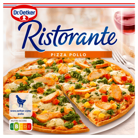 Foto van Dr. Oetker Ristorante pizza pollo op witte achtergrond