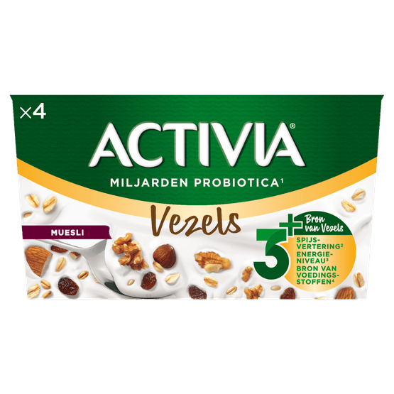 Foto van Activia Yoghurt muesli op witte achtergrond