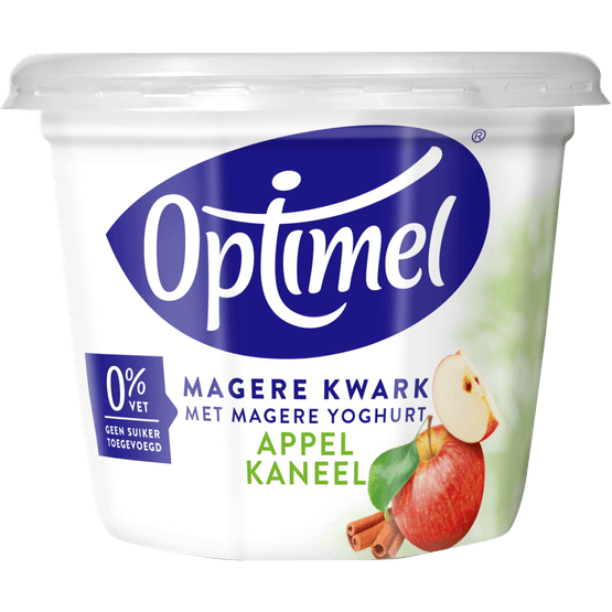 Foto van Optimel Magere kwark appel-kaneel op witte achtergrond