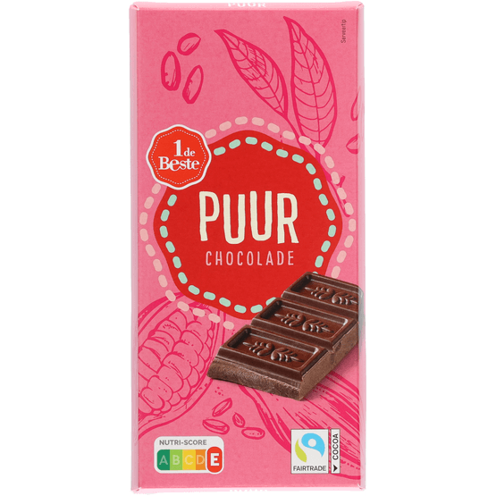 Foto van 1 de Beste Chocoladereep puur op witte achtergrond