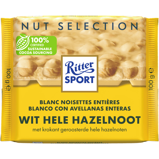 Foto van Ritter Sport Wit hazelnoot op witte achtergrond