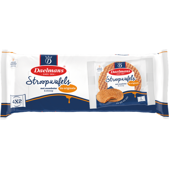 Foto van Daelmans Stroopwafels snackpack 4x 2st. op witte achtergrond