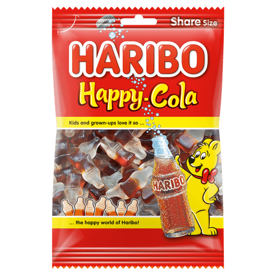 Foto van Haribo Happy cola op witte achtergrond