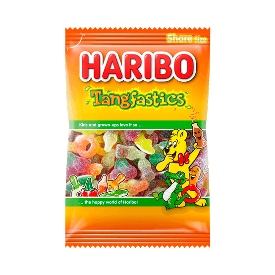 Foto van Haribo Tangfastics op witte achtergrond