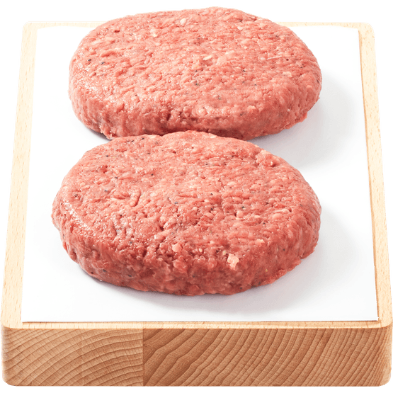 Foto van Vleeschmeesters Angus burger 2 stuks op witte achtergrond