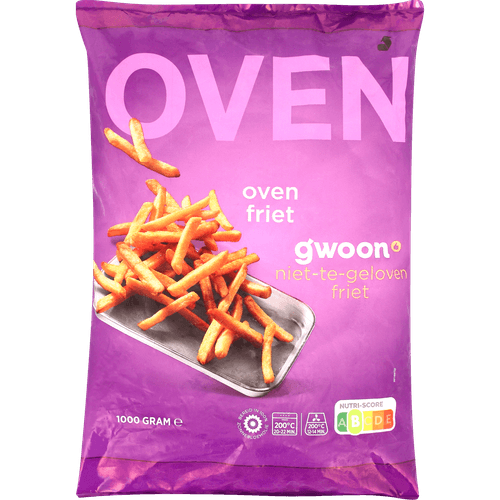 Foto van G'woon Oven frites op witte achtergrond