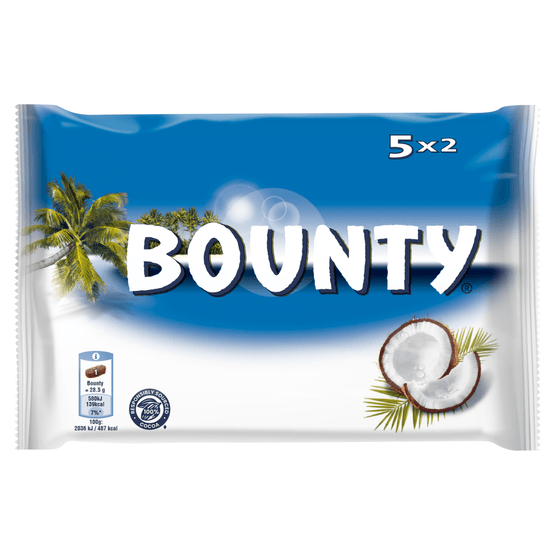 Foto van Bounty Reep melk 5 stuks op witte achtergrond