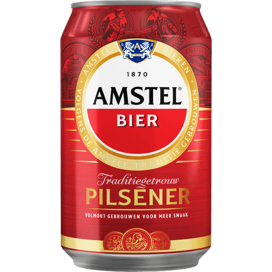 Foto van Amstel Pilsener op witte achtergrond