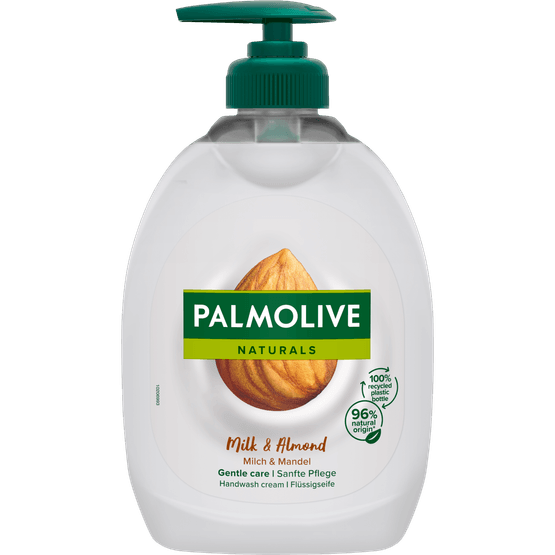 Foto van Palmolive Vloeibare zeeppomp amandel op witte achtergrond