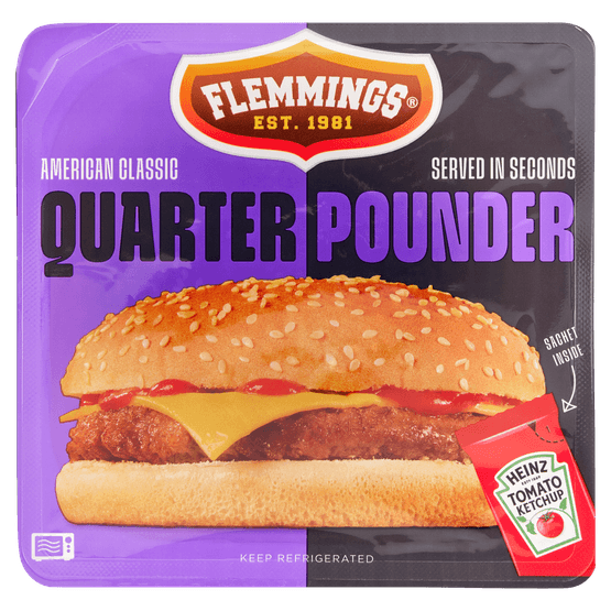 Foto van Flemmings Quarter pounder op witte achtergrond