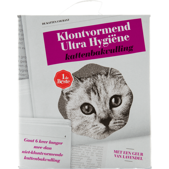 Foto van 1 de Beste Kattenbakvulling klont ultra hygiene op witte achtergrond