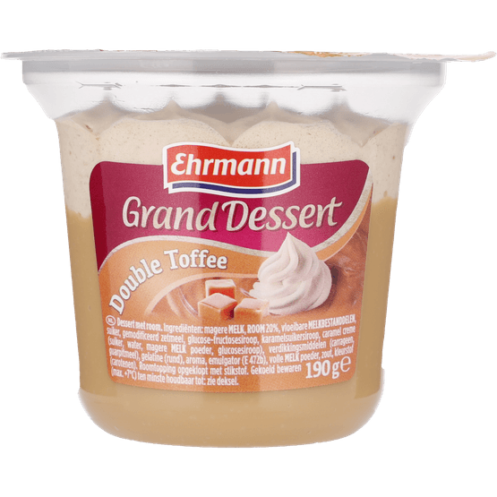 Foto van Ehrmann Grand dessert double toffee op witte achtergrond