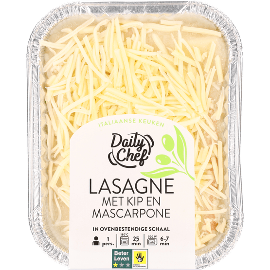 Foto van Daily Chef Lasagne kip marscarpone op witte achtergrond