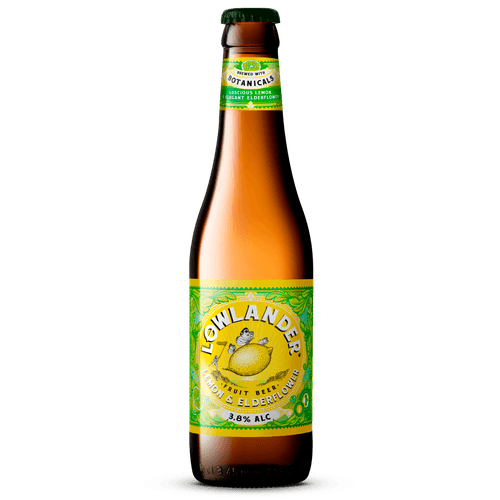 Foto van Lowlander Lemon & elderflower op witte achtergrond