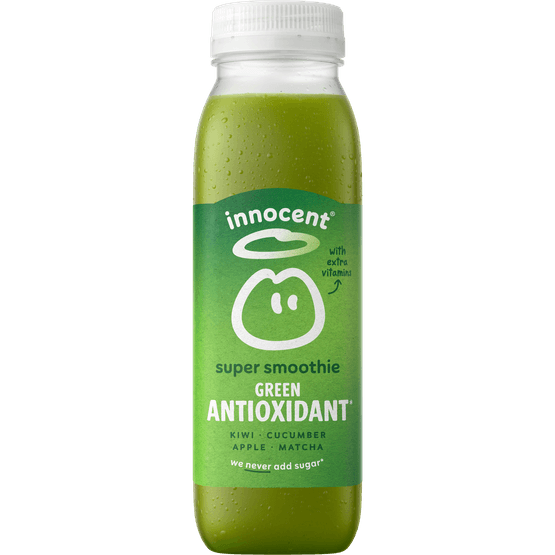 Foto van Innocent Super smoothie green antioxidant op witte achtergrond