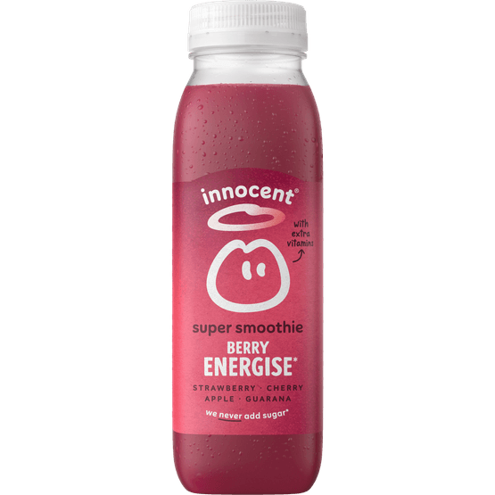 Foto van Innocent Super smoothie berry energise op witte achtergrond