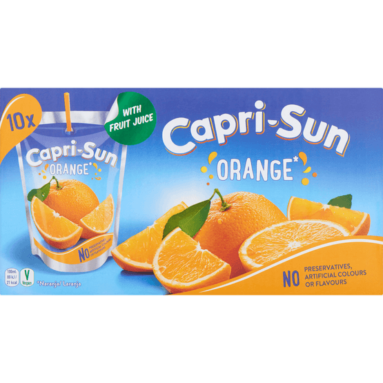 Foto van Capri Sun Orange op witte achtergrond