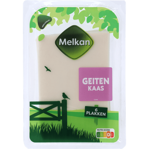 Foto van Melkan Geitenkaas plakken op witte achtergrond