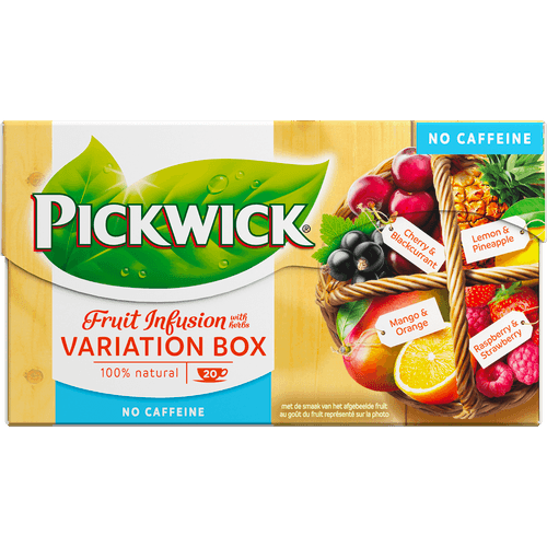 Foto van Pickwick Fruit Fusion Thee Variatiebox op witte achtergrond