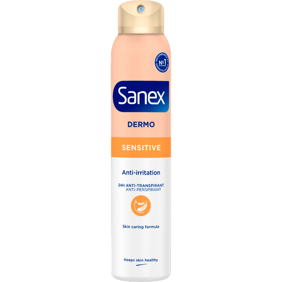 Foto van Sanex Deospray dermo sensitive op witte achtergrond