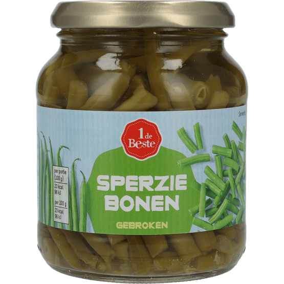 Foto van 1 de Beste Sperziebonen gebroken op witte achtergrond