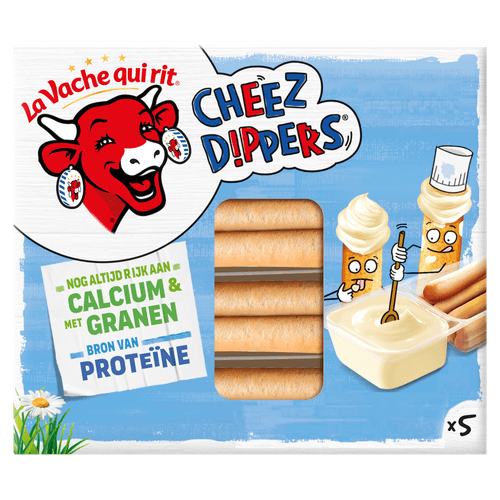 Foto van La Vache Qui Rit Cheez dippers op witte achtergrond