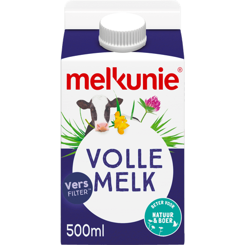 Foto van Melkunie Volle melk op witte achtergrond