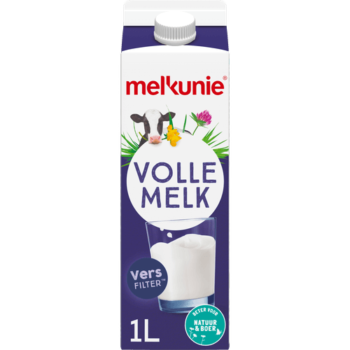 Foto van Melkunie Volle melk op witte achtergrond