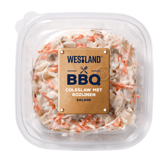 Foto van Westland Bbq coleslaw met rozijnen salade op witte achtergrond