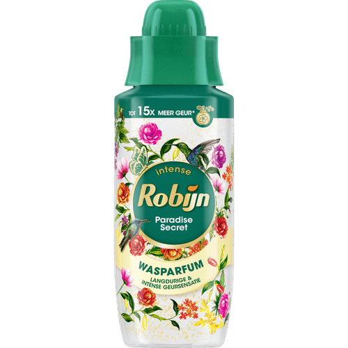 Foto van Robijn Wasparfum paradise secret op witte achtergrond