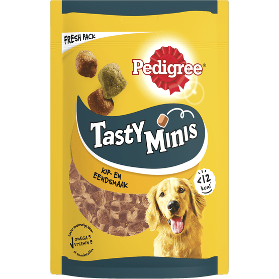 Foto van Pedigree Hondensnacks tasty mini kip-eend op witte achtergrond