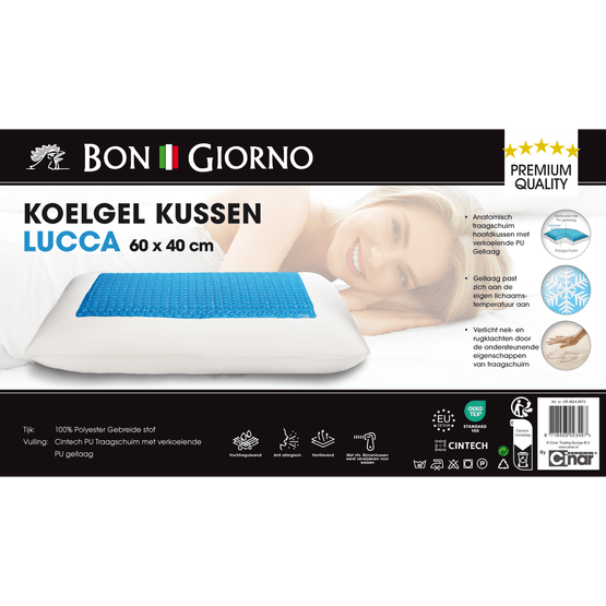 Foto van Bon Giorno Hoofdkussen coolgel 60 x 40 cm op witte achtergrond