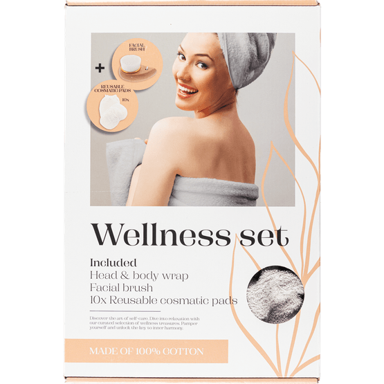 Foto van Fairtrade wellness pakket op witte achtergrond